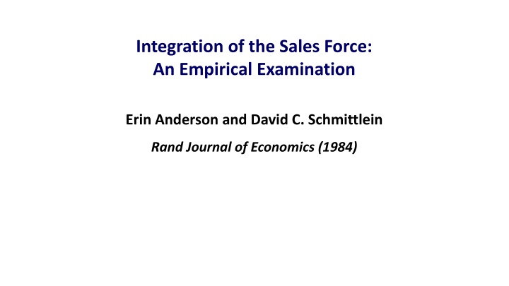 integration of the sales force an empirical n.w
