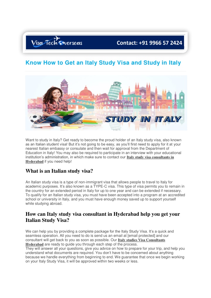 know how to get an italy study visa and study n.w