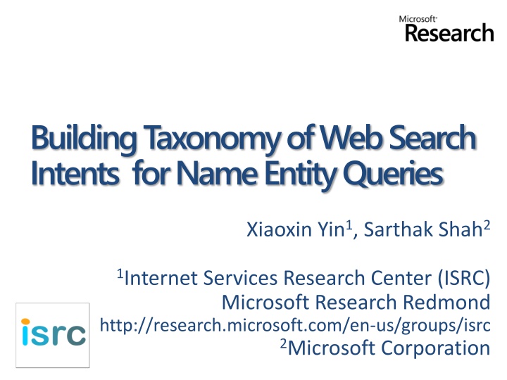 building taxonomy of web search intents for name n.w