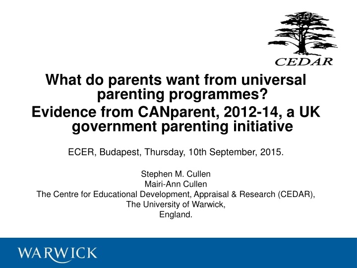 what do parents want from universal parenting n.w