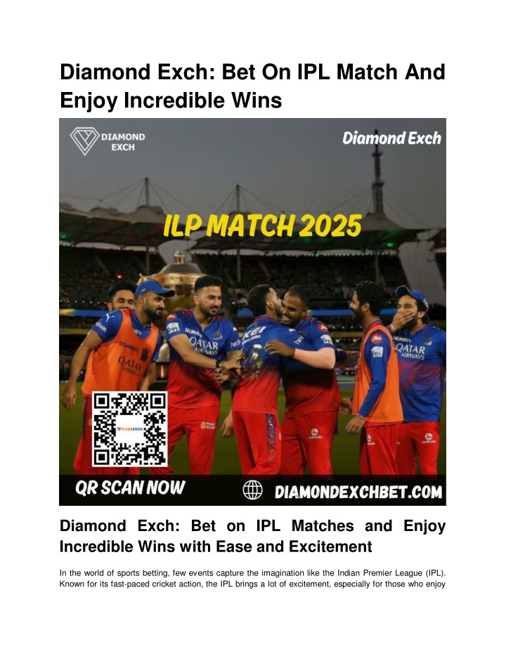 diamond exch bet on ipl match and enjoy n.w