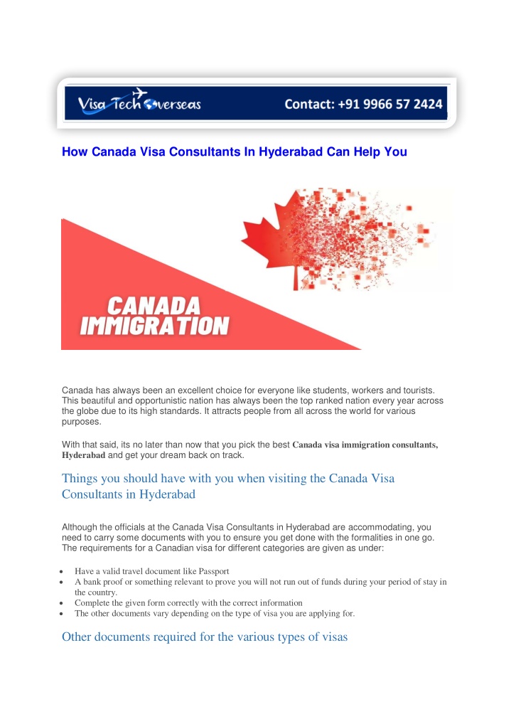how canada visa consultants in hyderabad can help n.w
