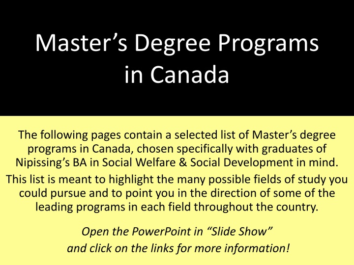 master s degree programs in canada n.w