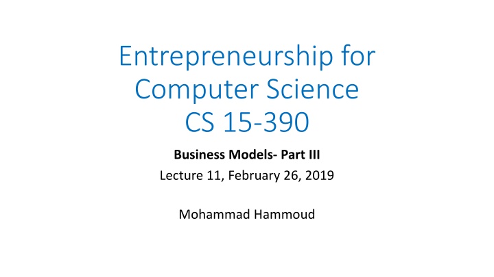 entrepreneurship for computer science cs 15 390 n.w