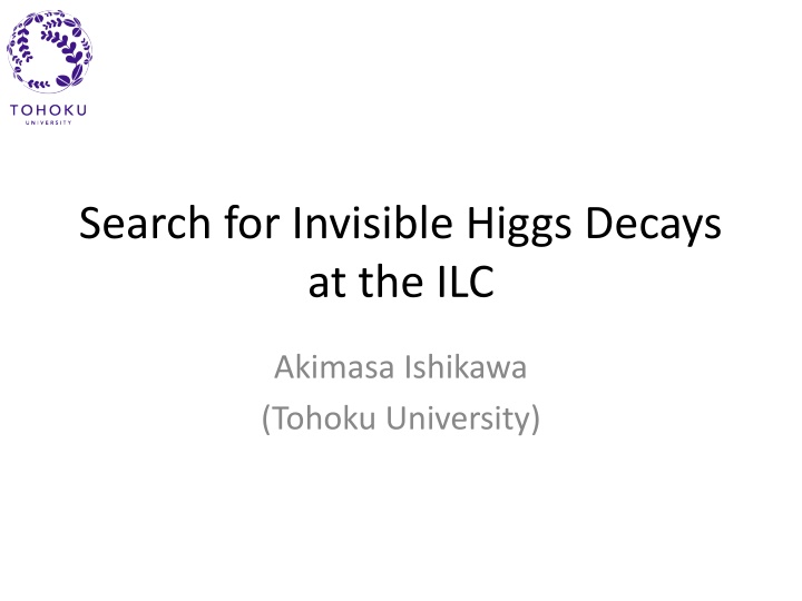 search for invisible higgs decays at the ilc n.w