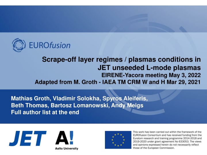 scrape off layer regimes plasmas conditions n.w