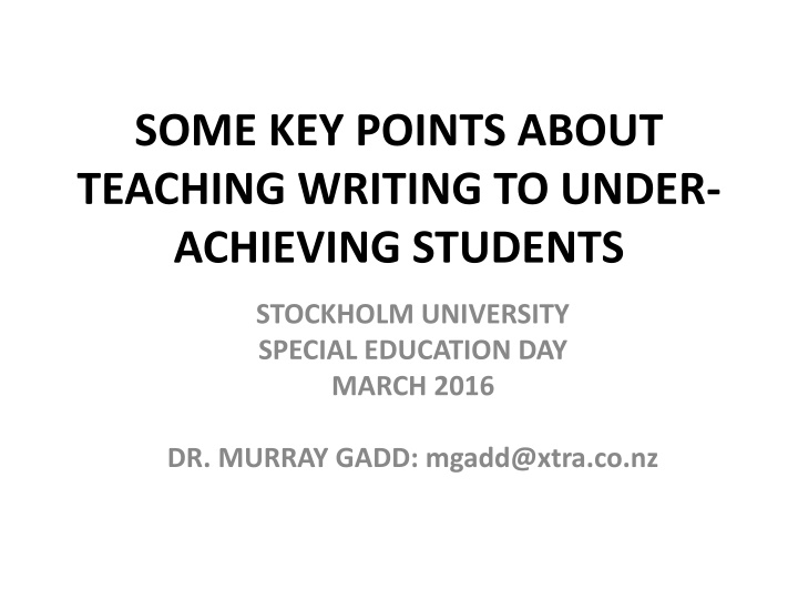 some key points about teaching writing to under n.w