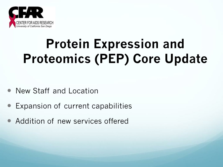 protein expression and proteomics pep core update n.w