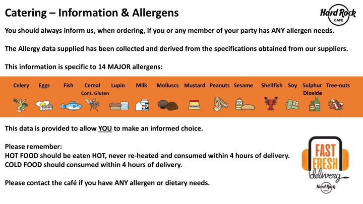 catering information allergens n.w