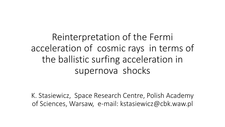 reinterpretation of the fermi acceleration n.w