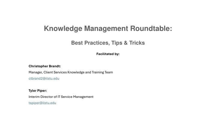 knowledge management roundtable n.w
