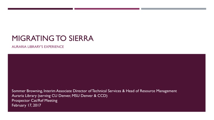 migrating to sierra n.w