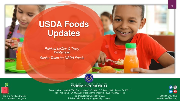 USDA Foods Updates Fraud Hotline & Ordering Catalogs for NSLP Program Year 2026