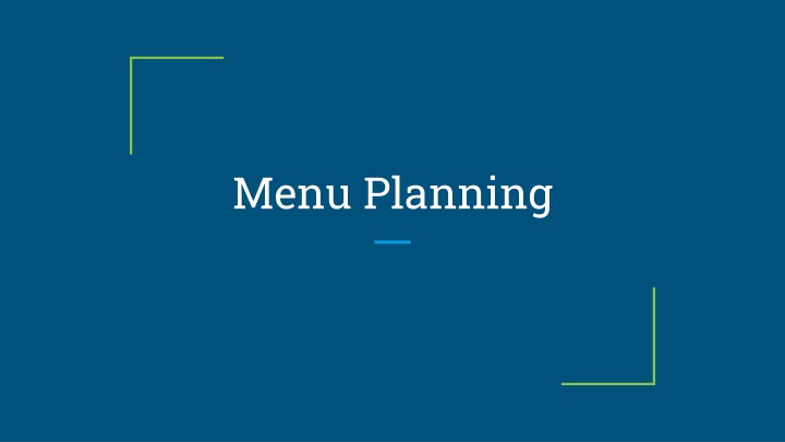 menu planning n.w