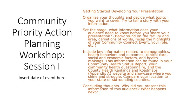 getting started developing your presentation n.w