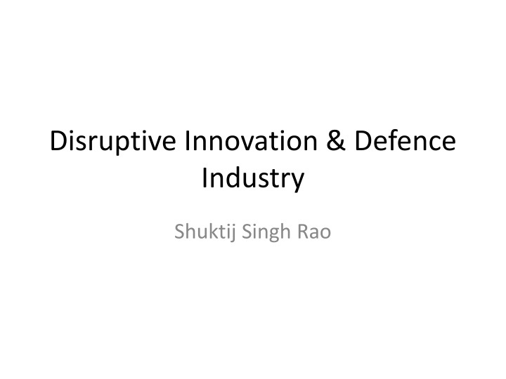 disruptive innovation defence industry n.w