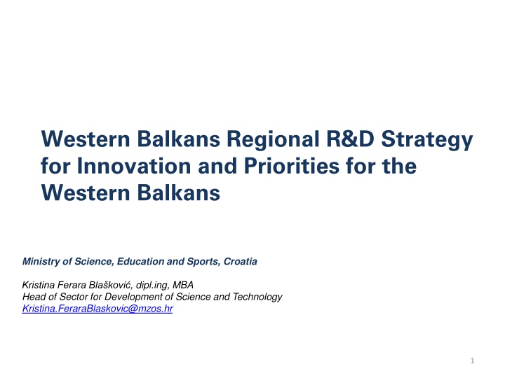 western balkans regional r d strategy n.w