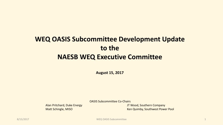 weq oasis subcommittee development update n.w