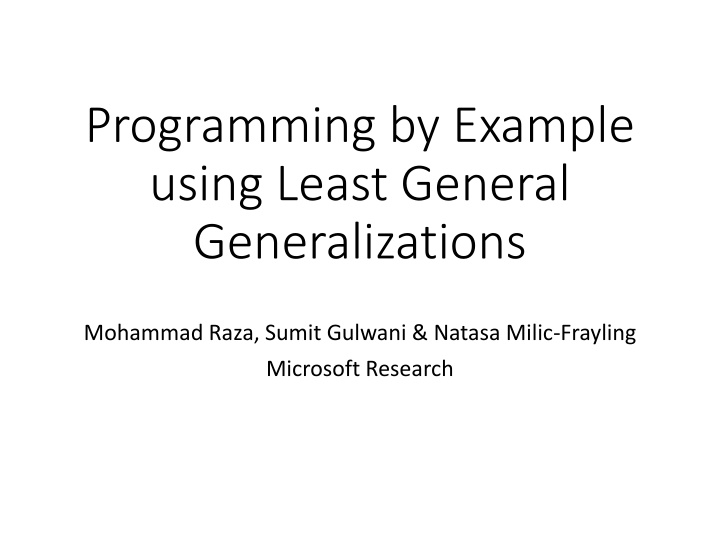 programming by example using least general n.w