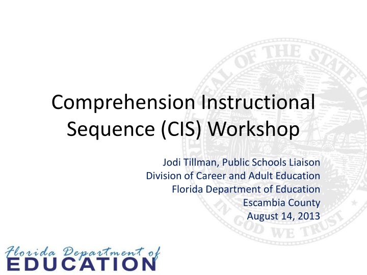 comprehension instructional sequence cis workshop n.w