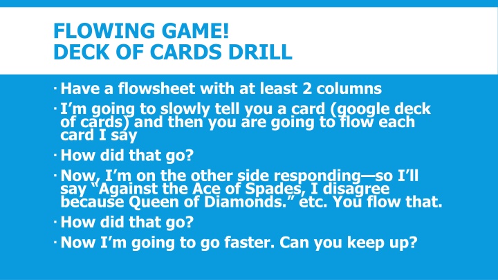 flowing game deck of cards drill n.w