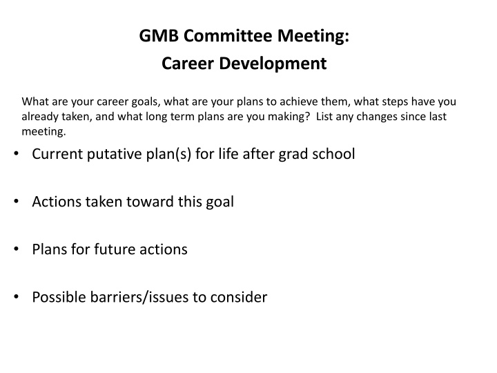 gmb committee meeting career development n.w
