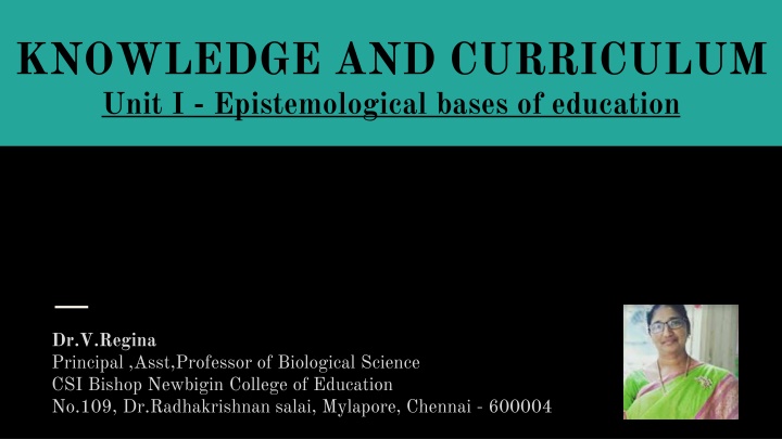knowledge and curriculum unit i epistemological n.w