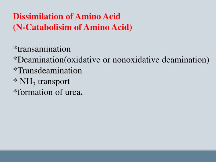 dissimilation of amino acid n catabolisim n.w