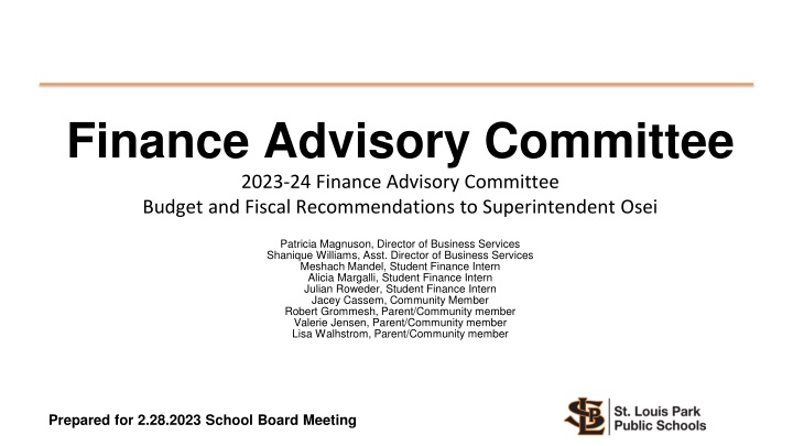 finance advisory committee 2023 24 finance n.w