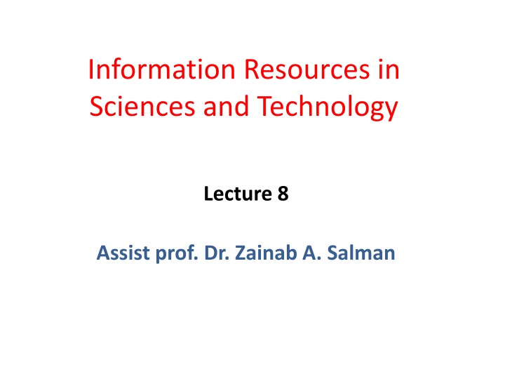 information resources in sciences and technology n.w