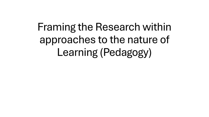 framing the research within approaches n.w