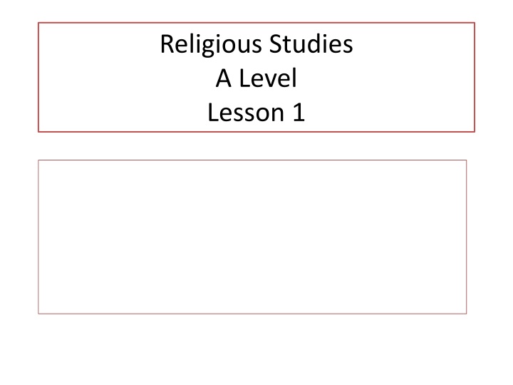 religious studies a level lesson 1 n.w
