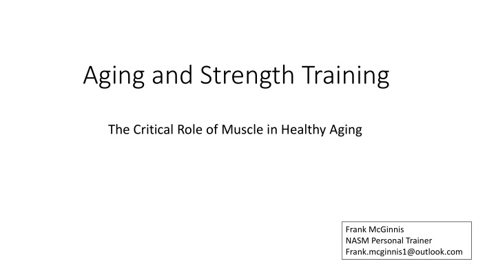 aging and strength training n.w