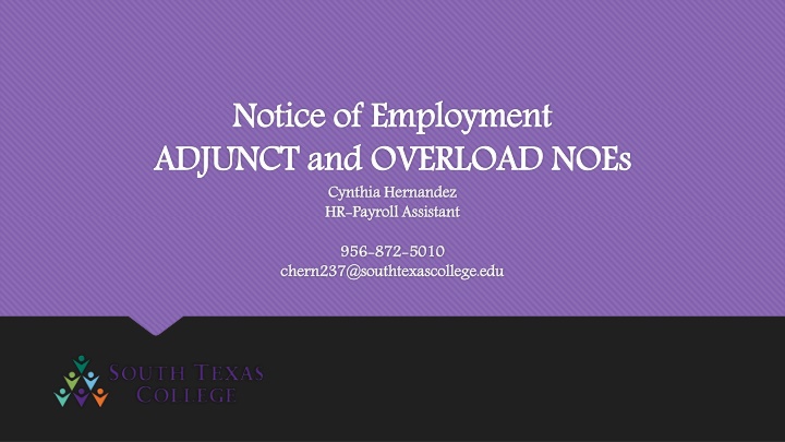 notice of employment adjunct and overload noes n.w