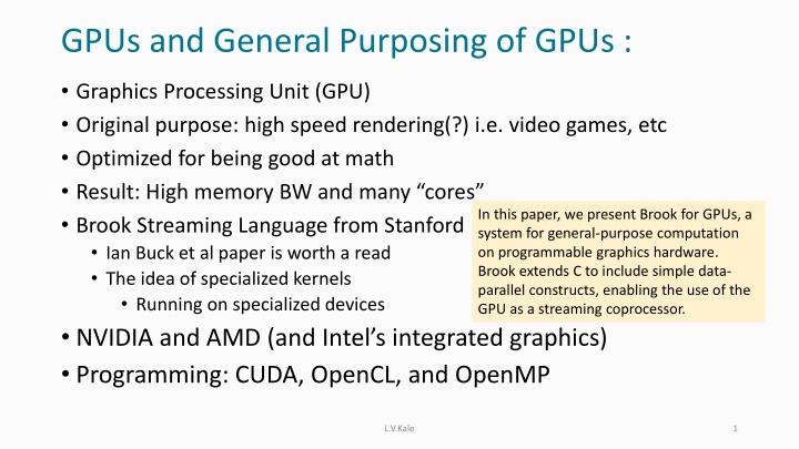 gpus and general purposing of gpus n.w