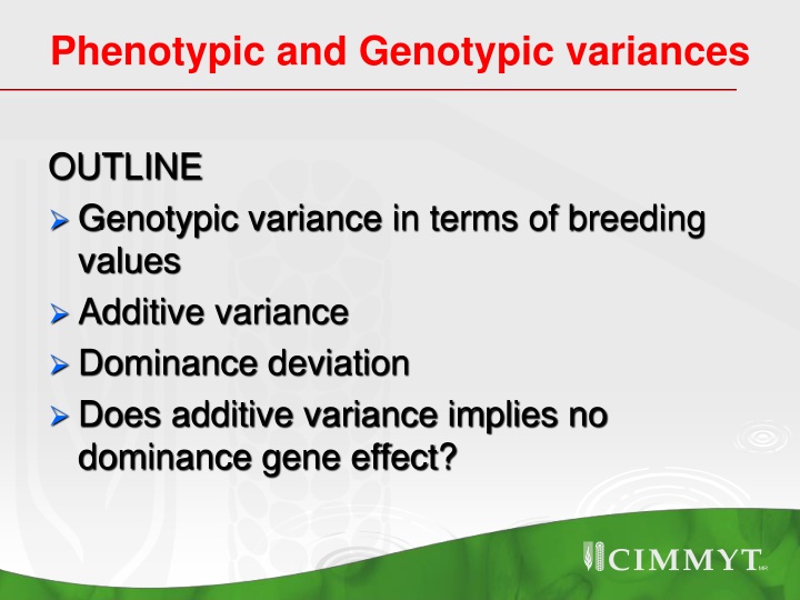 phenotypic and genotypic variances n.w