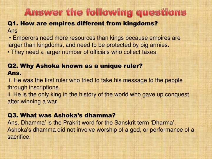 q1 how are empires different from kingdoms n.w