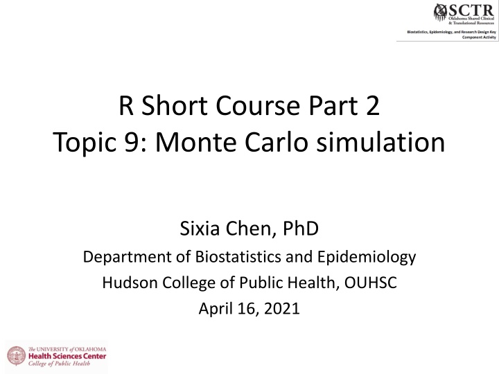 r short course part 2 topic 9 monte carlo n.w
