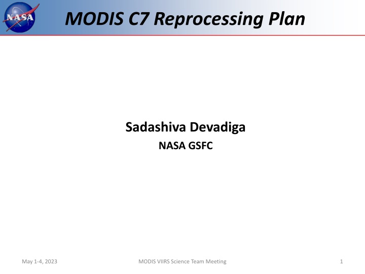 modis c7 reprocessing plan n.w