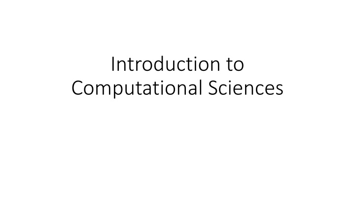 introduction to computational sciences n.w