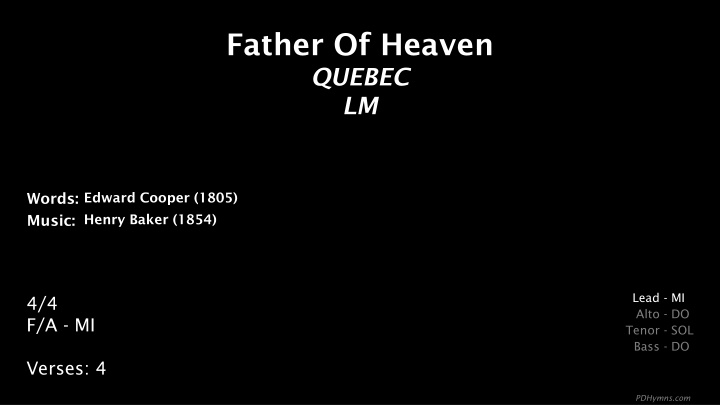 father of heaven quebec lm n.w