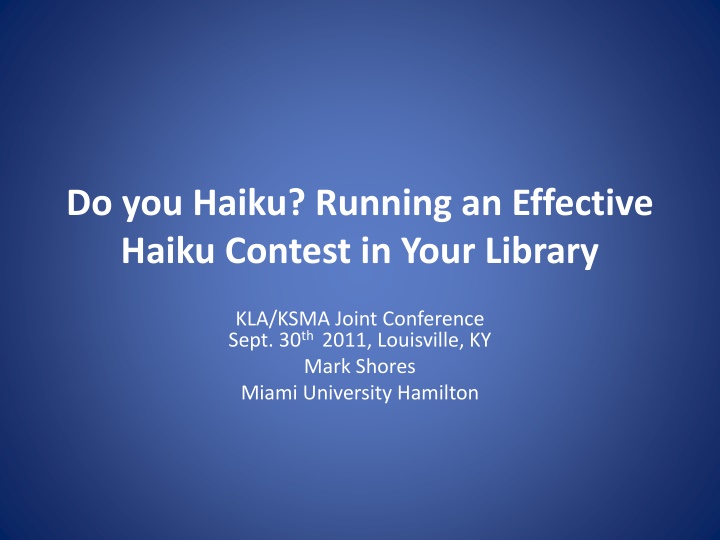 do you haiku running an effective haiku contest n.w