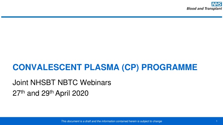 convalescent plasma cp programme n.w