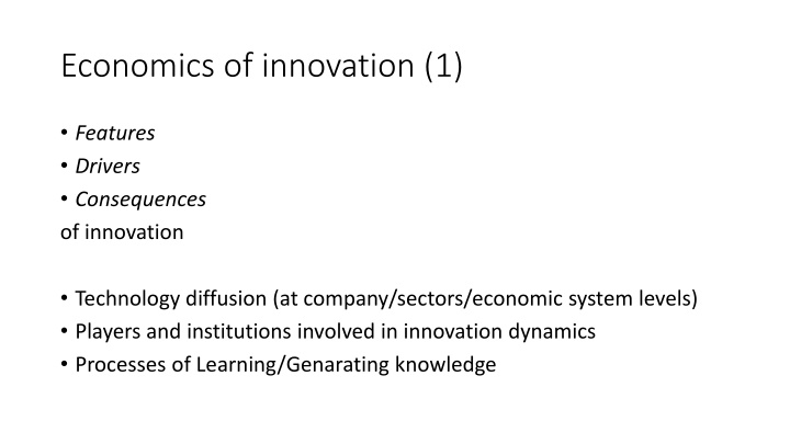 economics of innovation 1 n.w