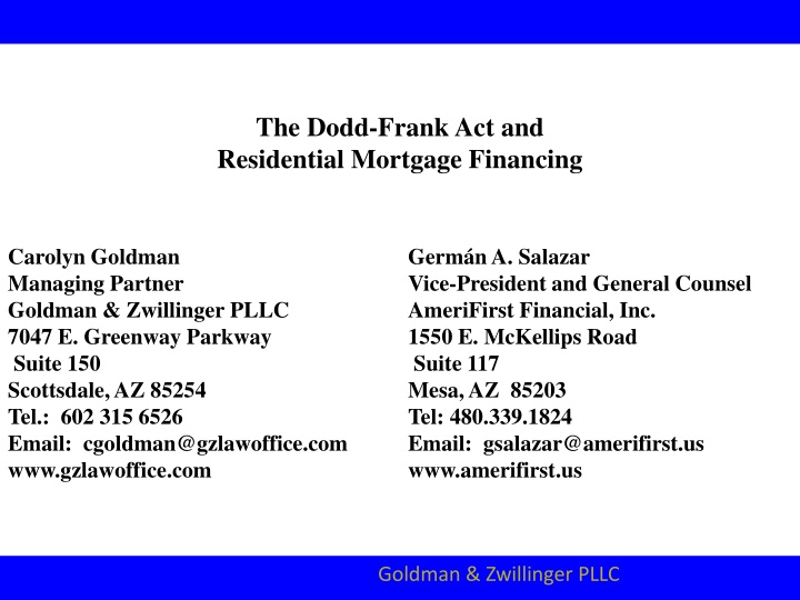 the dodd frank act and residential mortgage n.w