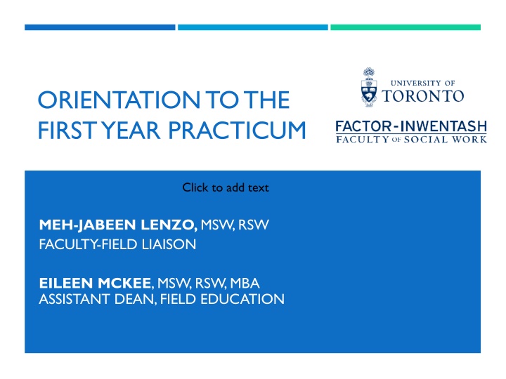 orientation to the first year practicum n.w