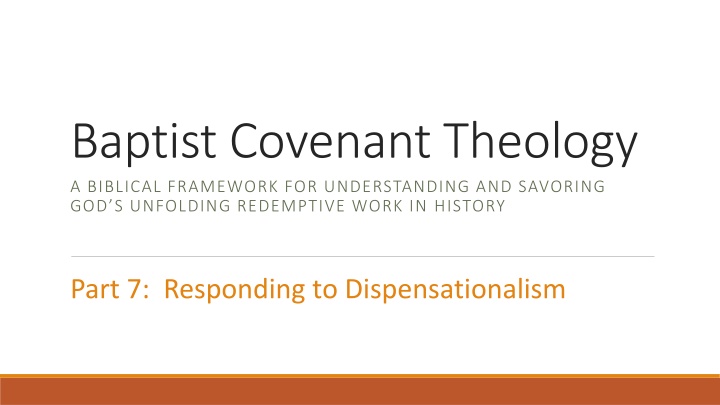 baptist covenant theology a biblical framework n.w