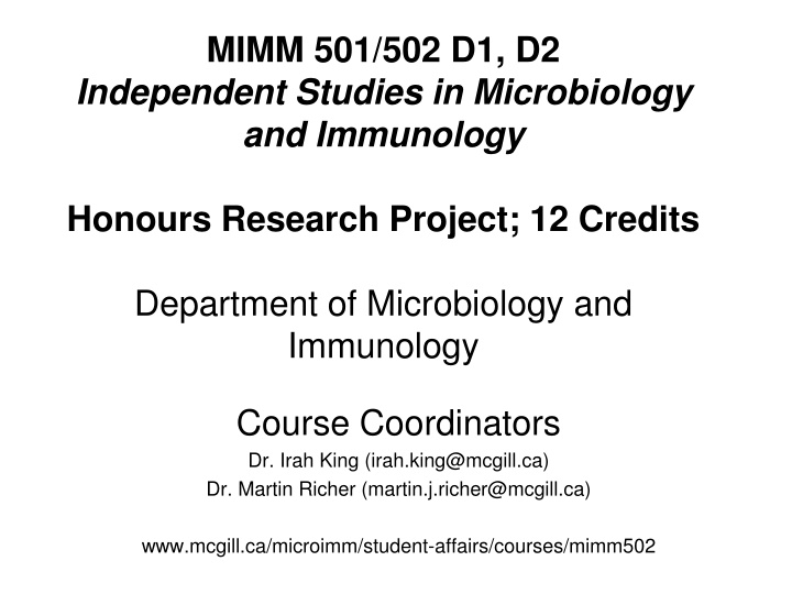 mimm 501 502 d1 d2 independent studies n.w