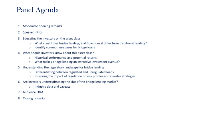 panel agenda n.w