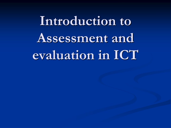 introduction to assessment and evaluation in ict n.w